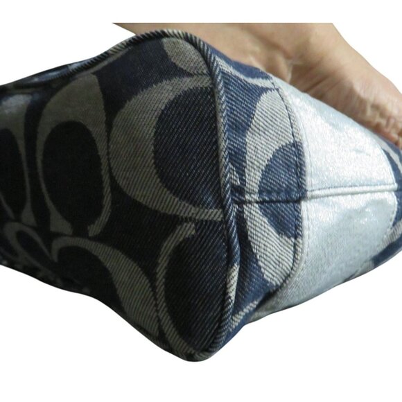 Coach Carley Signature Sufflette Denim & Leather handbag & glitter stripe accent - Picture 13 of 15